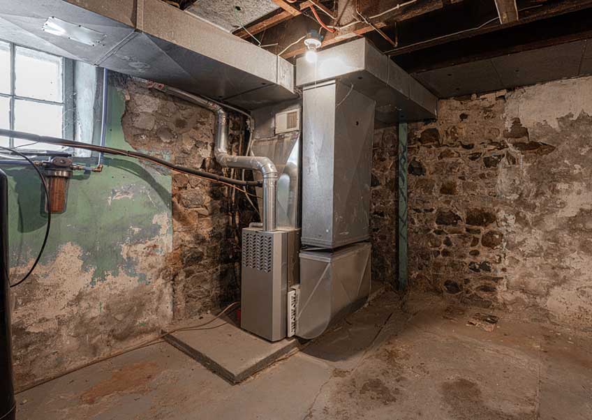 older home has furnace system repaired