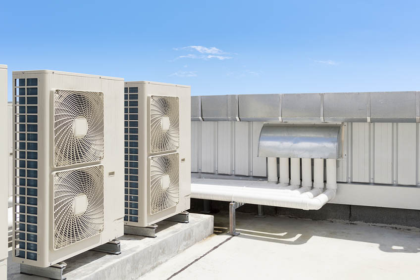 air conditioning HVAC systems located on roof deck